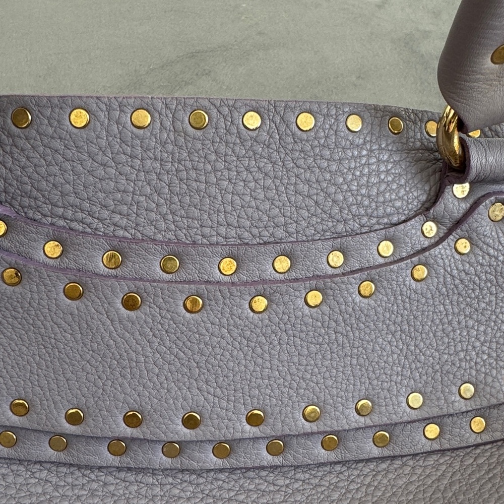 Celine Studded Lavender Leather Boogie Top Handle Bag Gold Studs Vintage - Picture 6 of 11